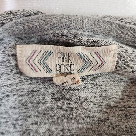 Pink Rose Heather Gray Sweater with shoelace lack up (S) - Picture 3 of 4